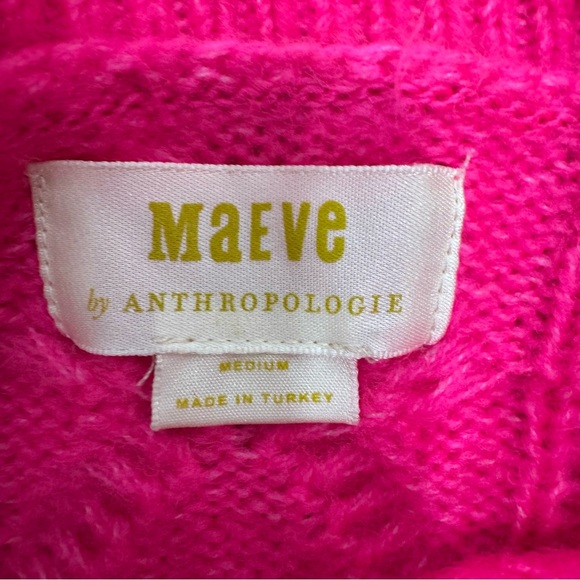 Maeve Anthropologie Layered Cable Knit Hot Pink Sweater Women's Medium - Picture 12 of 12